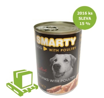 SMARTY Dog Drůbeží chunks, konzerva 410 g (paleta 2016 ks) SLEVA 15 %