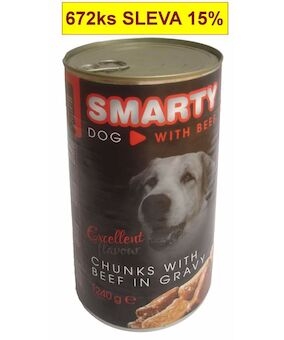 SMARTY Dog Hovězí chunks. konzerva 1240 g