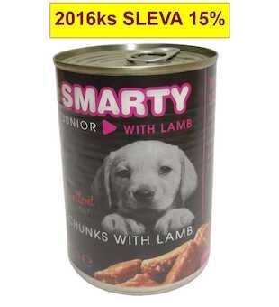 SMARTY Dog Junior Jehněčí chunks, konzerva 410 g