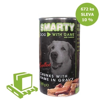 SMARTY Dog Zvěřina chunks, konzerva 1240 g (paleta 672 ks) SLEVA 10 %