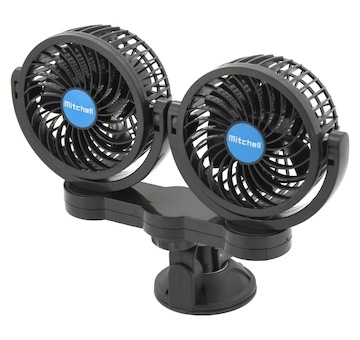 Ventilátor MITCHELL DUO 2x108mm 12V na přísavku