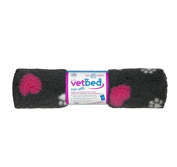 Vetbed protiskluz / Drybed grafitová srdce a packy DELUXE 150 x 100 cm, vlas 30 mm