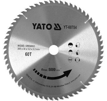 Yato Řezný kotouč na dřevo 60T 305x30mm YT-60784