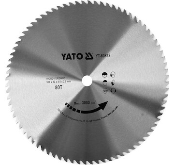 YATO YT-60872 Pilový kotouč na dřevo / 500 mm / 80t