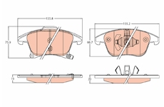 Sada brzdových destiček, kotoučová brzda TRW GDB2092