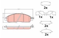Sada brzdových destiček, kotoučová brzda TRW GDB2182