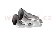 koncovka výfuku nerez. kulatá dvojitá, DTM, průměr tr. 58 mm, konc. 2x76 mm, d=200 mm FENNO