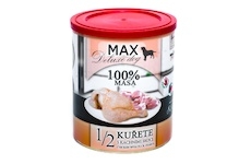 MAX Deluxe Dog 1/2 kuřete s kachními srdci, konzerva 800 g