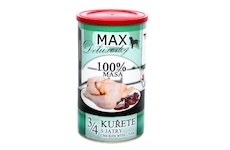 MAX Deluxe Dog 3/4 kuřete s játry, konzerva 1200 g