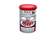 MAX Deluxe Dog kostky hovězí svaloviny s chrupavkou, konzerva 400 g