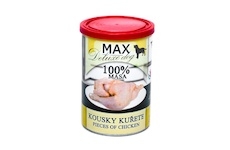 MAX Deluxe Dog kousky kuřete, konzerva 400 g