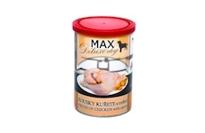 MAX Deluxe Dog kousky kuřete s mrkví, konzerva 400 g