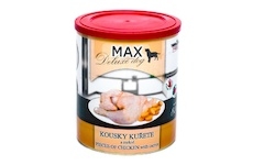 MAX Deluxe Dog kousky kuřete s mrkví, konzerva 800 g