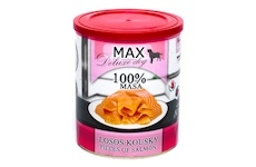 MAX Deluxe Dog losos kousky, konzerva 800 g