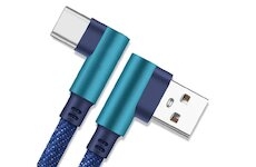 Nabíjecí kabel úhlový USB-A, USB-C, 1m, modrý