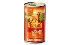 PROPESKO Dog kuřecí, játra a mrkev v omáčce, kousky 1240 g