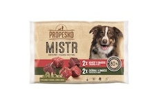 PROPESKO Dog Mistr hovězí, zvěřina v omáčce, kapsa 85 g (4 pack)