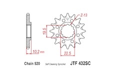 řetězové kolečko pro sekundární řetězy typu 520, JT (13 zubů)
