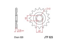 řetězové kolečko pro sekundární řetězy typu 520, JT (13 zubů)