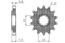 řetězové kolečko pro sekundární řetězy typu 520, SUNSTAR (14 zubů)