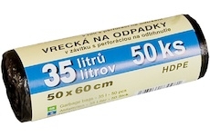 Sáčky na odpad HDPE, 35l, 50ks/role, 50x60cm, černé