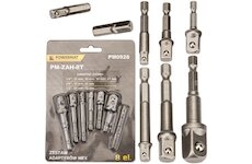 Sada adaptérů do vrtačky 1/2" 3/8" 1/4", 8ks, šestihran POWERMAT