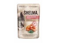 SHELMA Cat losos se spirulinou v omáčce, kapsa 85 g