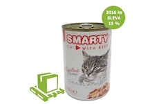 SMARTY Cat Hovězí chunks, konzerva 410 g (paleta 2016 ks) SLEVA 15 %