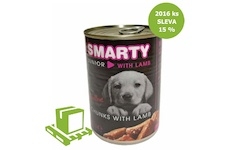 SMARTY Dog Junior Jehněčí chunks, konzerva 410 g (paleta 2016 ks) SLEVA 15 %