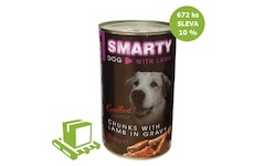 SMARTY Dog Telecí chunks, konzerva 1240 g (paleta 672 ks) SLEVA 10 %