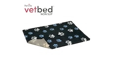 Vetbed protiskluz / Drybed grafitová modré a bílé packy DELUXE 150 x 100 cm, vlas 30 mm